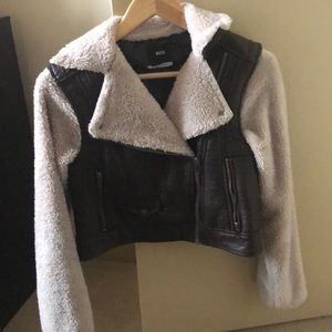 BDG Pleather & Fleece Bomber Jacket